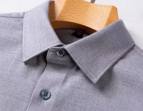 羊毛衬衫男士长袖灰色中年商务休闲春秋新款加...