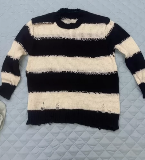 高街破洞毛线卫衣男 非常酷 高街型 内搭外...