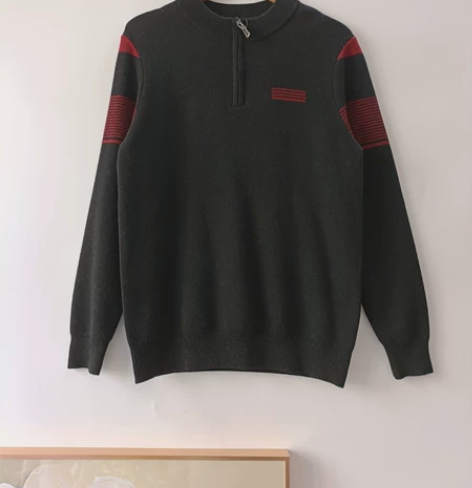 全新南极人31羊毛男士加厚拉链圆领毛衣秋冬...