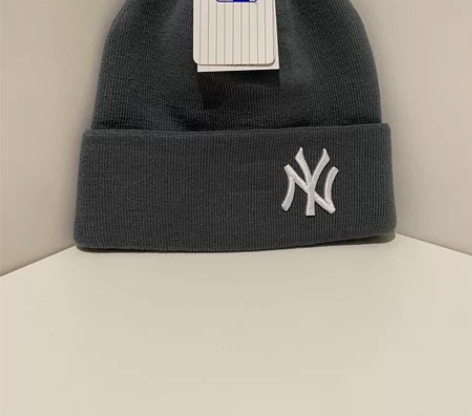 MLB针织帽毛线帽NY冷帽帽子 灰色 只有...