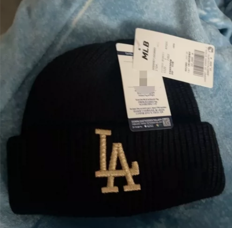 全新未开封的mlb黑色LA毛线帽ny针织帽...