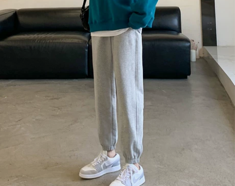 灰色运动裤女春秋薄款宽松束脚2023新款九...