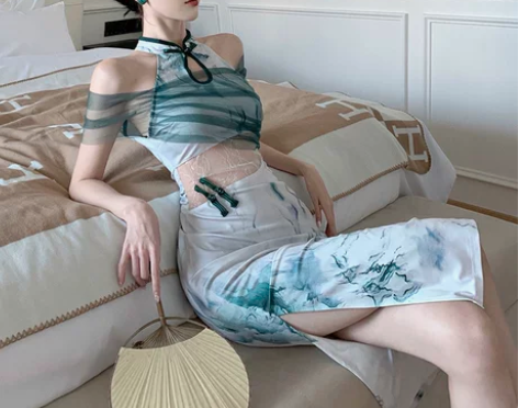 新中式性感旗袍年轻款少女气质高端设计感镂空...