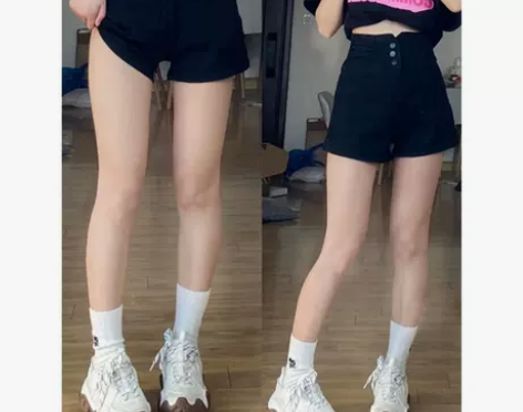 黑色高腰牛仔短裤女夏季薄款大码胖mm显瘦遮...
