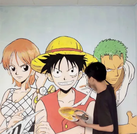 酒店酒吧餐厅卧室客厅墙绘 油画画像，卡通人...