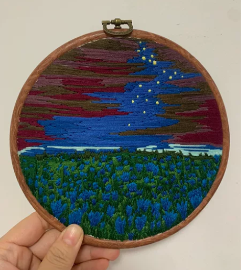 包邮 手工刺绣成品 刺绣风景艺术装饰画挂画...