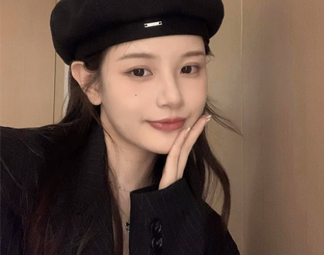 黑色贝雷帽女秋冬季ins网红画家帽女生日系...