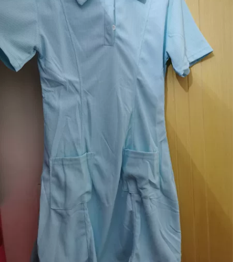 学院风华夫格连衣裙polo领白皮小个子 s...