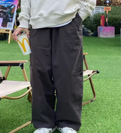 清水町 春季日系复古宽松直筒裤 铁灰色 x...