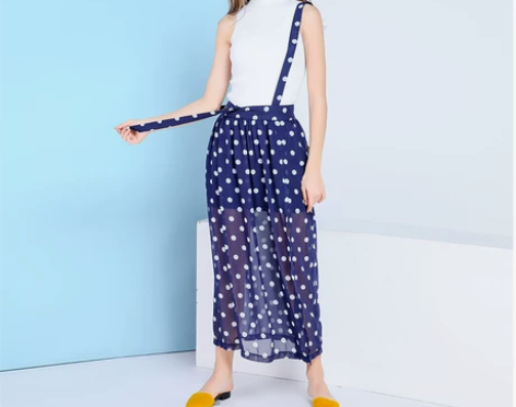 简朵女装夏季新品圆点背带裙子仙女裙甜美减龄...