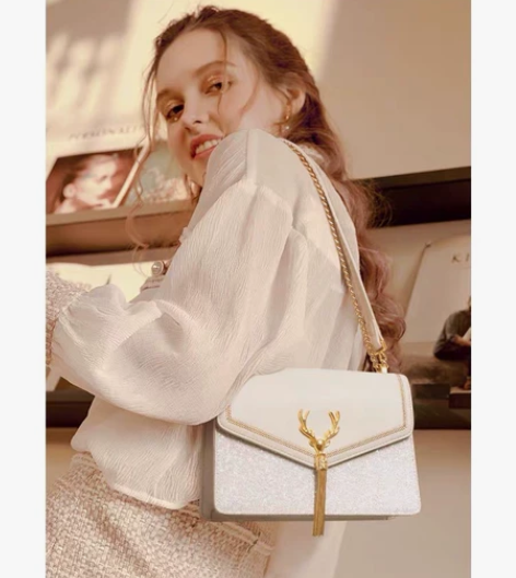 欧时纳包包女2023新款时尚白色单肩斜挎包...