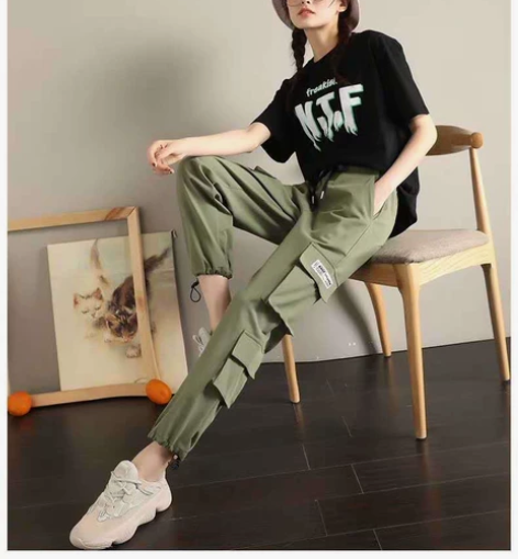 工装裤男女春夏季韩版ins宽松运动休闲九分...