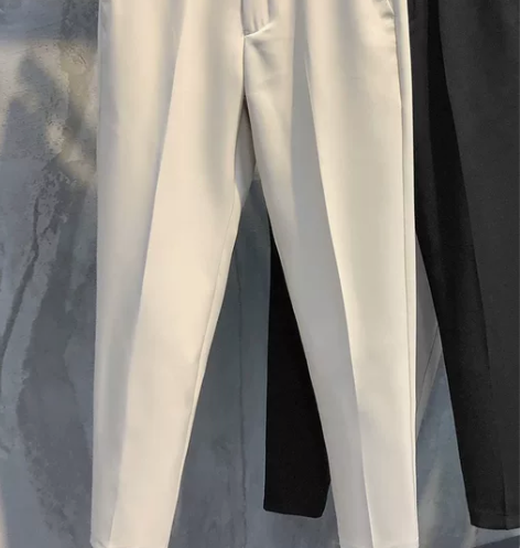 LUUD 2024春夏纯色锥形9九分西裤男...