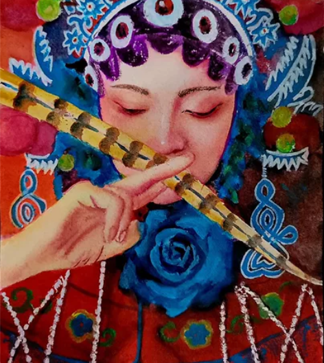 《穆桂英挂帅》 水彩肖像画27*19cm