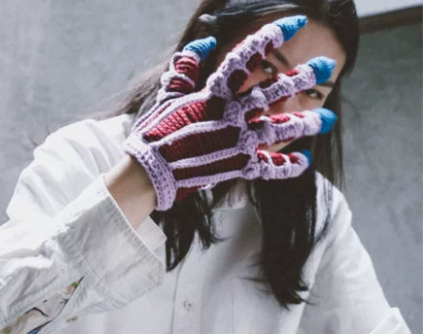 地狱老师鬼手手套 手工毛线编织创意针织秋冬...