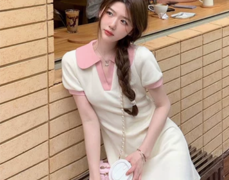 2023收腰气质法式小个子甜辣纯欲polo...