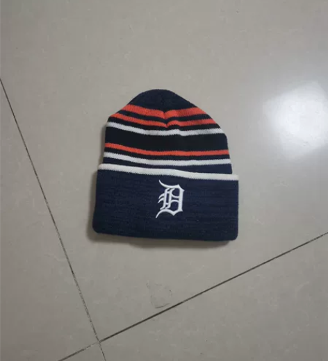 mlb底特律老虎条纹深蓝色针织帽毛线帽 感...