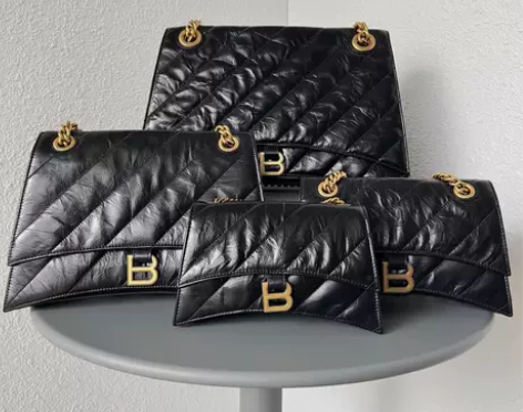 沙漏包家包包女高级菱格链条包真皮黑色头层牛...