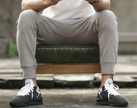 美式简约秋季纯棉针织休闲裤男款宽松卫裤黑色...