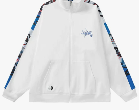 beaster小恶魔鬼脸涂鸦拼接运动夹克休...