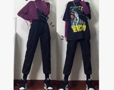 【暖春战疫】束脚工装裤女裤子显瘦高腰宽松春款2020新款百...