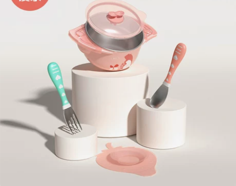 澳乐宝宝辅食吸盘碗不锈钢防摔婴儿注水保温碗...