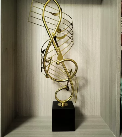 轻奢摆件金属音符客厅酒柜电视柜玄关书房办公...