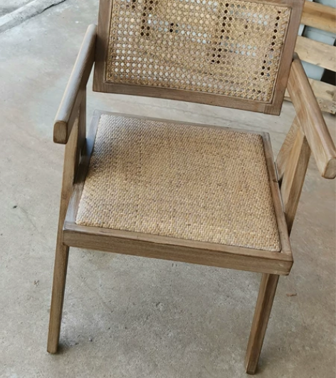 新中式田园藤艺餐椅北欧民宿实木编藤椅美式设...