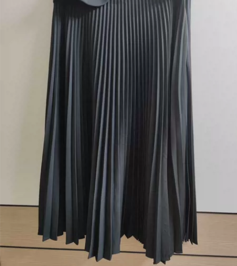 压褶基础半裙女法式复古宽松a字半身裙高腰百...