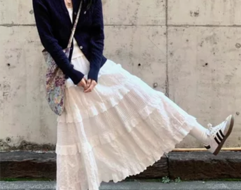 白色蕾丝半身裙女春秋夏2024新款高腰仙女...