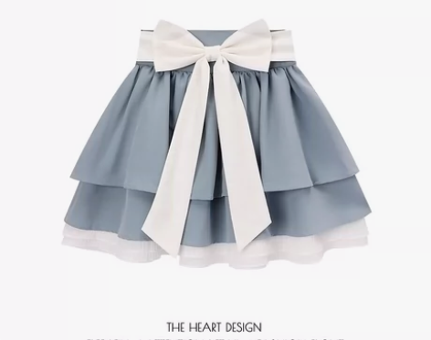 粉色 蓝色掐腰绑带半身裙女夏甜欲高腰荷叶边...