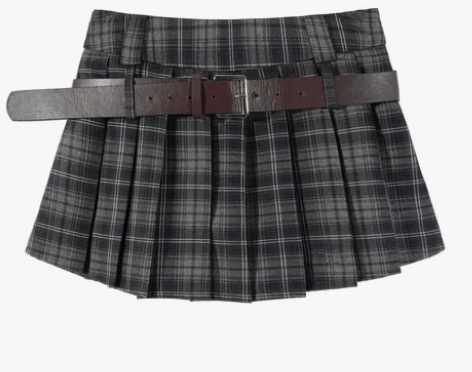 复古格子百褶裙女春秋学院风高腰显瘦a字短裙...