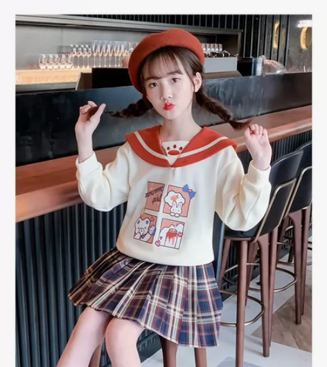 女童学院风套装裙春秋小学生连衣裙中大童女孩...