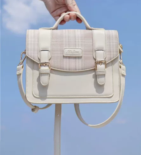 奶茶熊原创设计格纹剑桥包女生JK制服包百搭...