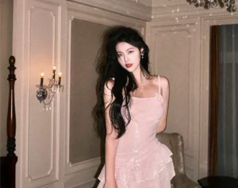 Nininio灵动光影 吊带连衣裙女春夏露...