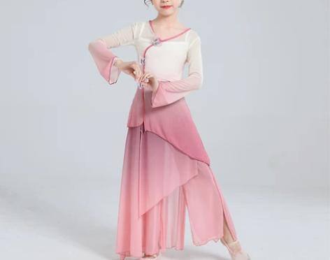 儿童古典舞演出服中国舞服民族飘逸纱衣女童身...