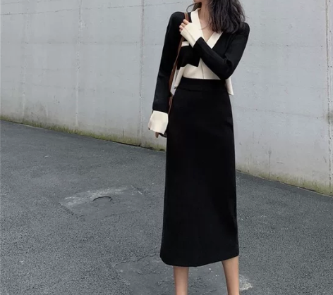 赫本轻熟风港风复古chic半身裙洋气职业两...