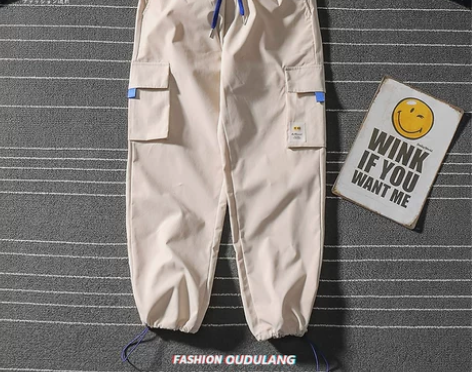 春夏潮牌工装裤男多口袋宽松束脚裤休闲裤直筒...