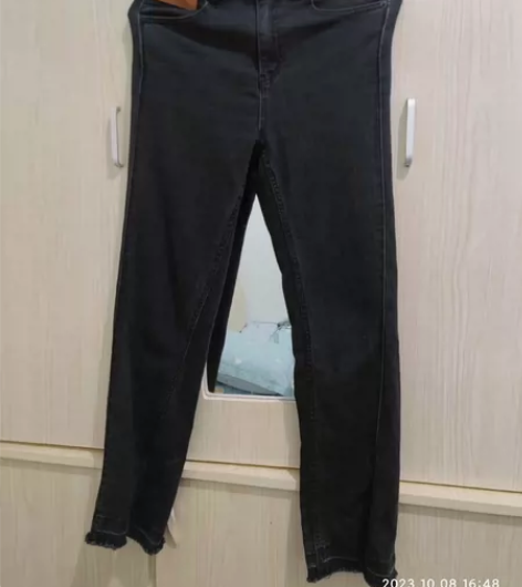 修身高腰微弹黑色马蹄裤喇叭裤牛仔裤烟管裤，...