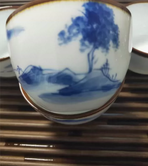 景德镇手绘陶瓷茶杯山水陶泥品茗杯功夫茶具杯...