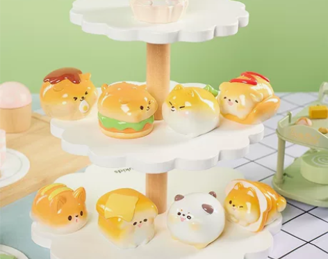 新款面包小狗盲盒迷你公仔少女心甜点可爱面包...