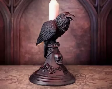 乌鸦万圣节哥特式蜡烛台桌面装饰品家居树脂工...