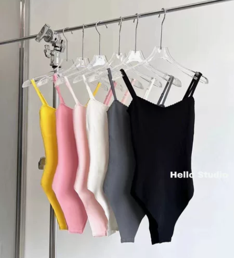 小众原创设计连体吊带小背心百搭打底修身罗纹...