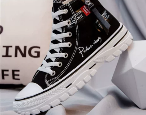 2024新款高帮透气帆布鞋港风男鞋韩版时尚...