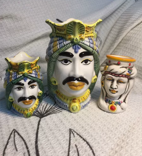 vintage西西里岛国王头花瓶家居摆件 ...