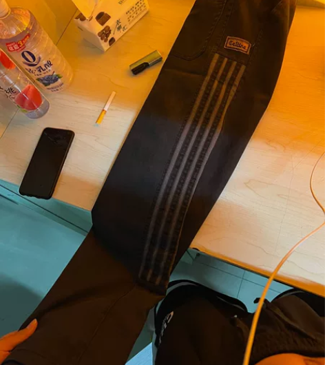 美式高街冰丝卫裤男夏季重磅直筒条纹休闲裤潮...