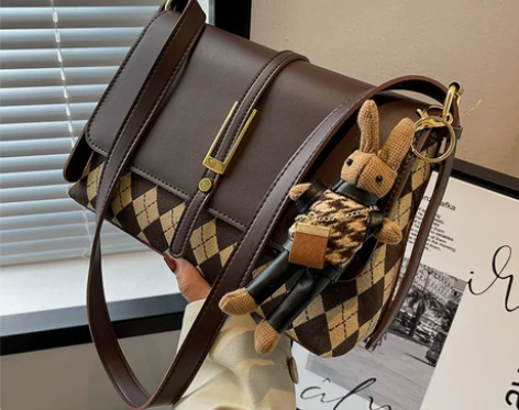 大容量包包女包2021新款时尚秋冬格子单肩...