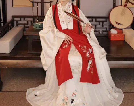 裳云兮原创汉服女【锦鹤】眀制立领长衫暗花交...