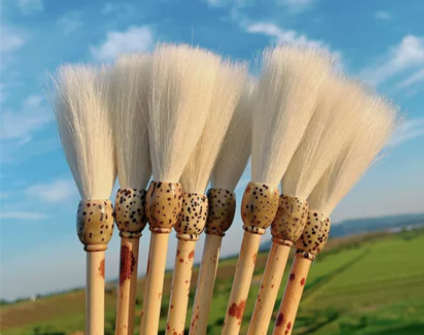 收藏款写作级细嫩光锋纯羊毫 笔杆：天然斑竹...