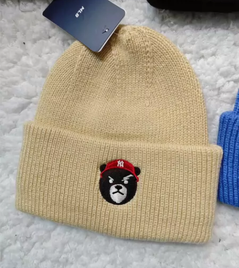 MLB 男女情侣针织帽NY运动休闲毛线帽冬...